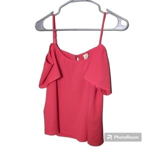 Paper Crane Exposed Shoulder Pink Top Size M